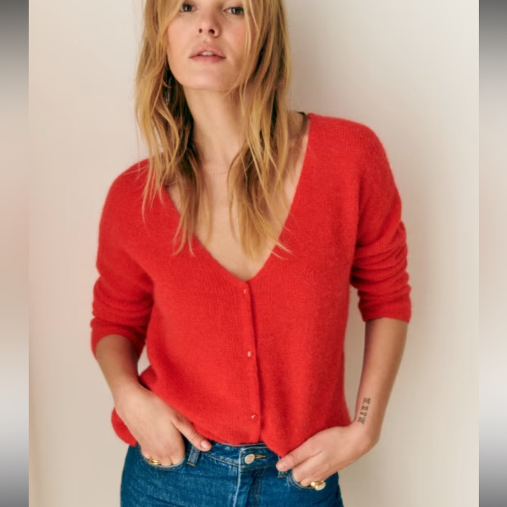 Brand new Sezane Barry cardigan red/rouge